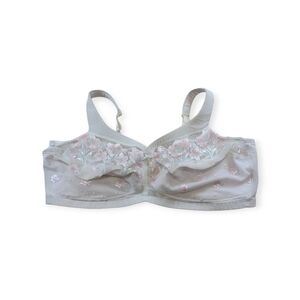 Glamorize Women's Bra 50DD White Floral Netting Unlined Wide Straps Adjustable